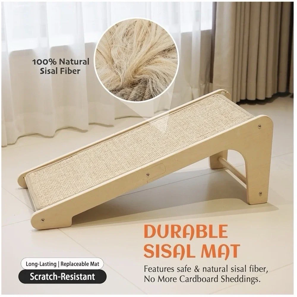 L Shape Cat Scratcher Sisal Kitty Scratching Ramp Vertical Scratch Pad Indoor